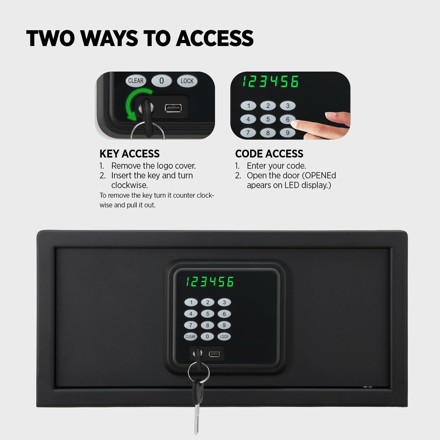 ISLANDSAFE Hotel Safe 1.1 Cubic Feet Home Safe with Digital Keypad,Hotel & Home Dual-Use Safe with Audit Function,Administrator Password,Security Lock Box for Laptop,Jewelry,Watch (Black,Digital Code)
