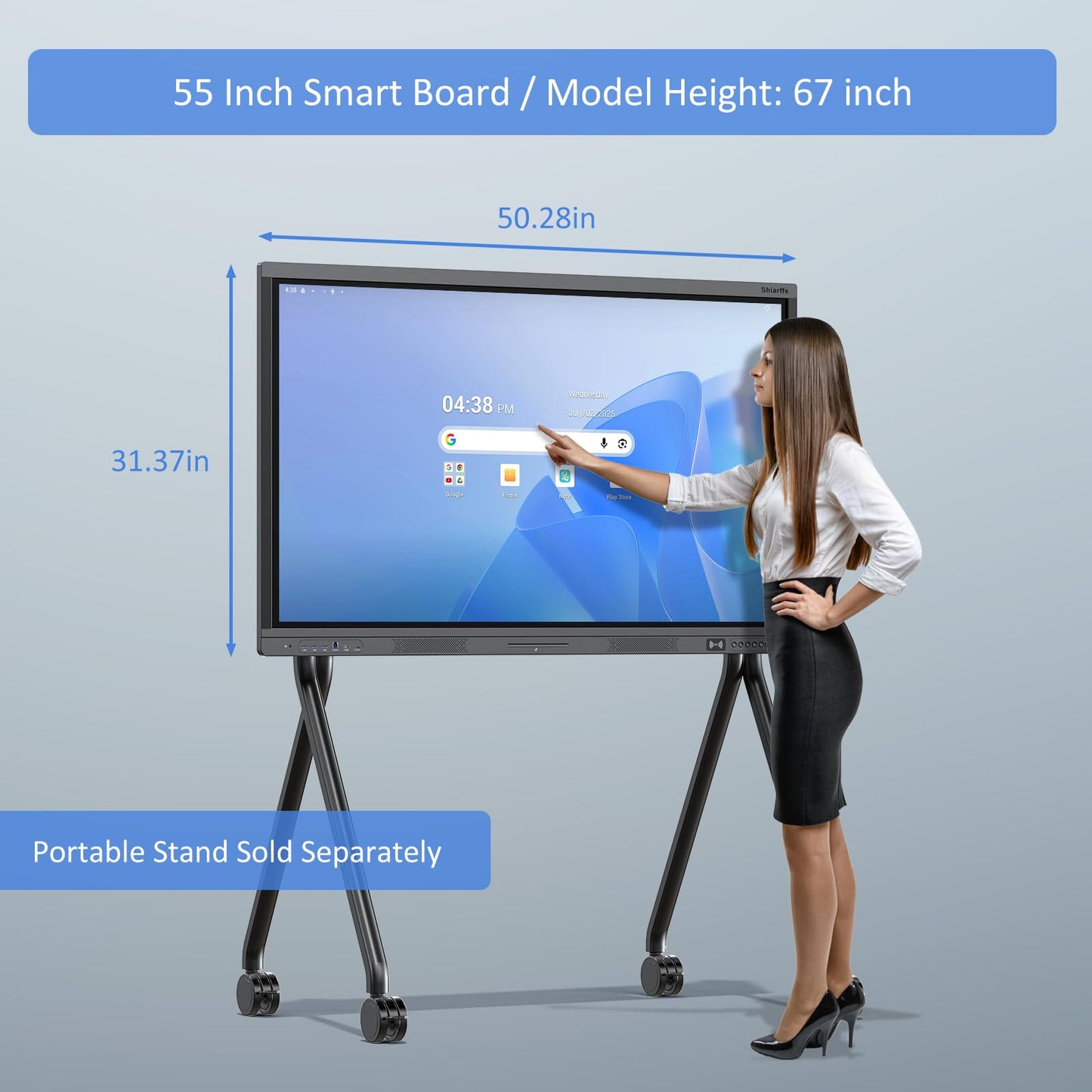 Shiarffe X5 Smart Board 55 Inch 4K Interactive Whiteboard