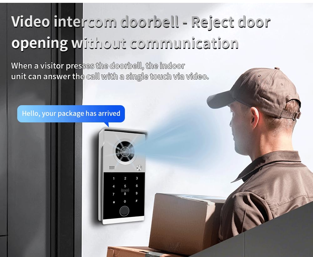ANJIELO SMART 4 Wire Black Video Door Intercom System,7inch WiFi Monitor,Multiple Doorbells and Multiple Camera,Bell System with Door Opener (1 Bell+1 Black Monitor)