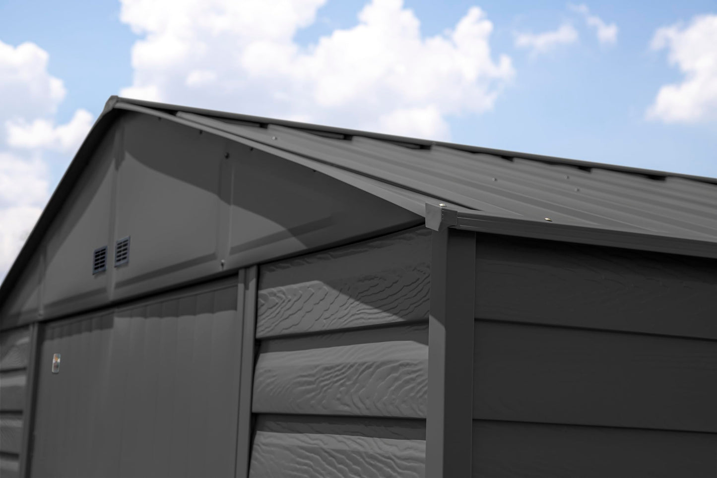 Arrow Shed Select 10' x 14' Outdoor Lockable Steel Storage Shed Building, Charcoal