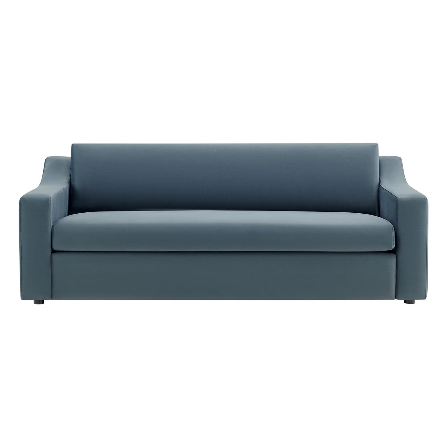 Modway Liora 87 Inch Stain-Resistant Performance Velvet Sofa in Cadet Blue - 3 Seater Upholstered Sofa Couch for Living Room Seating - Comfy Deep Seat Sofa with Scoop Arms