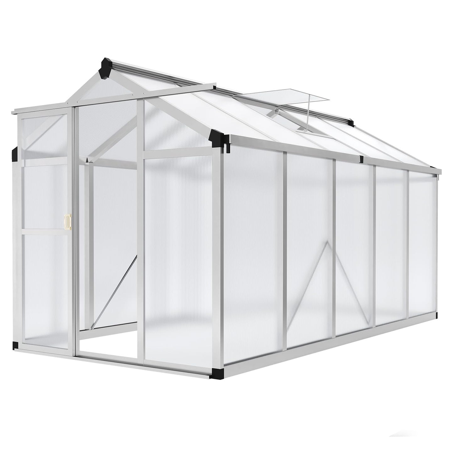 Garvee 6x10 FT Greenhouse - Aluminum Greenhouses for Outdoors, Large Polycarbonate Greenhouse with Roof Vent, Heavy Duty Walk-in Green Houses for Outside Garden, Backyard, Patio, Lawn, Easy Assembly