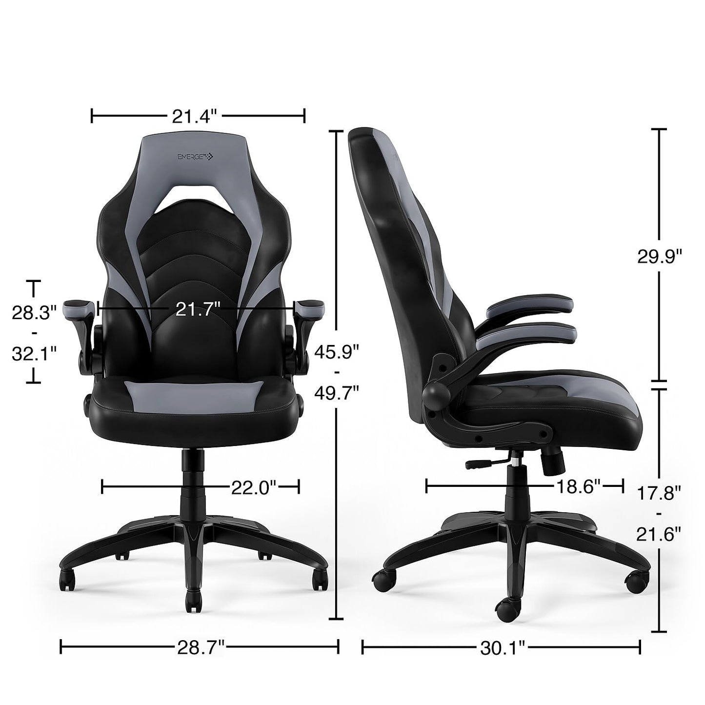 STAPLES Emerge Vortex Gaming Chair, Ergonomic, Adjustable Height, Swivel, Black