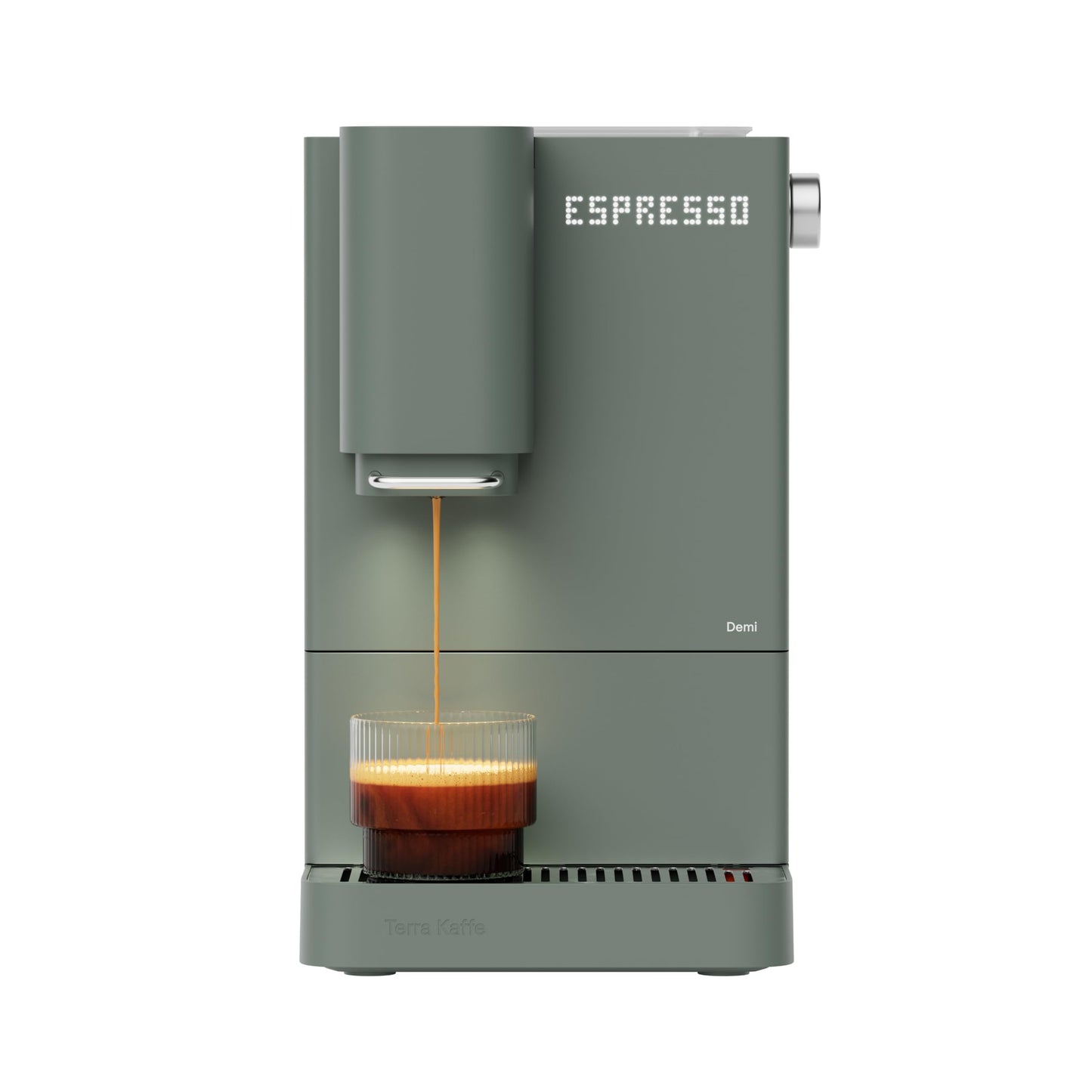 Terra Kaffe Demi Compact Fully Automatic Espresso Machine - Roaster-Approved Espresso Settings - Barista-Level Quality with Built-In Grinder - Coffee Machine - Forest