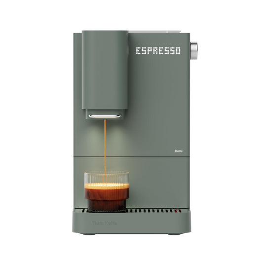 Terra Kaffe Demi Compact Fully Automatic Espresso Machine - Roaster-Approved Espresso Settings - Barista-Level Quality with Built-In Grinder - Coffee Machine - Forest