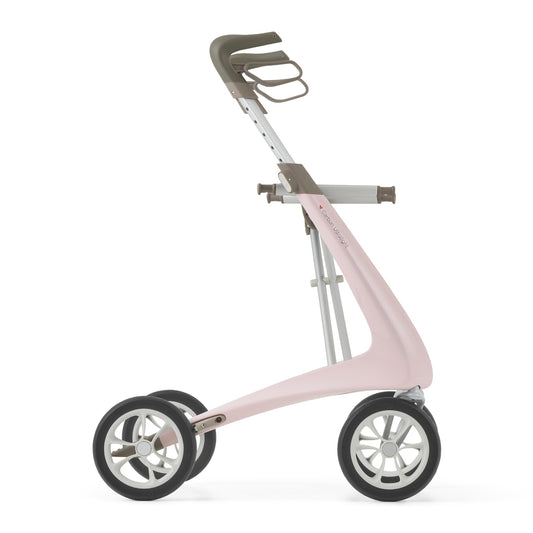 byACRE Carbon Ultralight Rollator Walker - World's Lightest Carbon Rollator - Only 10.6 lbs | Indoor and Outdoor Use | Foldable with seat and Easy to Travel with (Pale Rose, Wide Track)