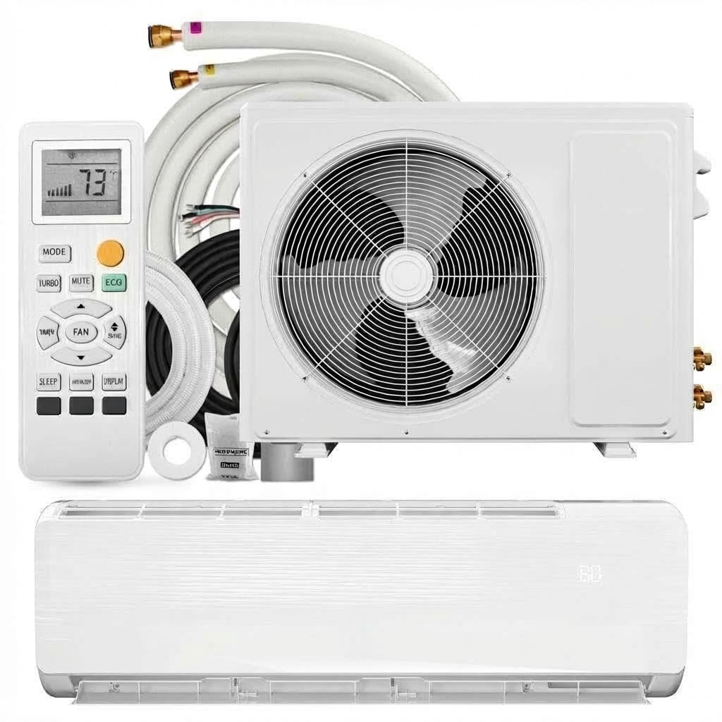 12000 BTU Mini Split Air Conditioner, 19 SEER2 Ductless Inverter AC with 115V, Cool up to 750 Sq. Ft with Heat Pump System, White
