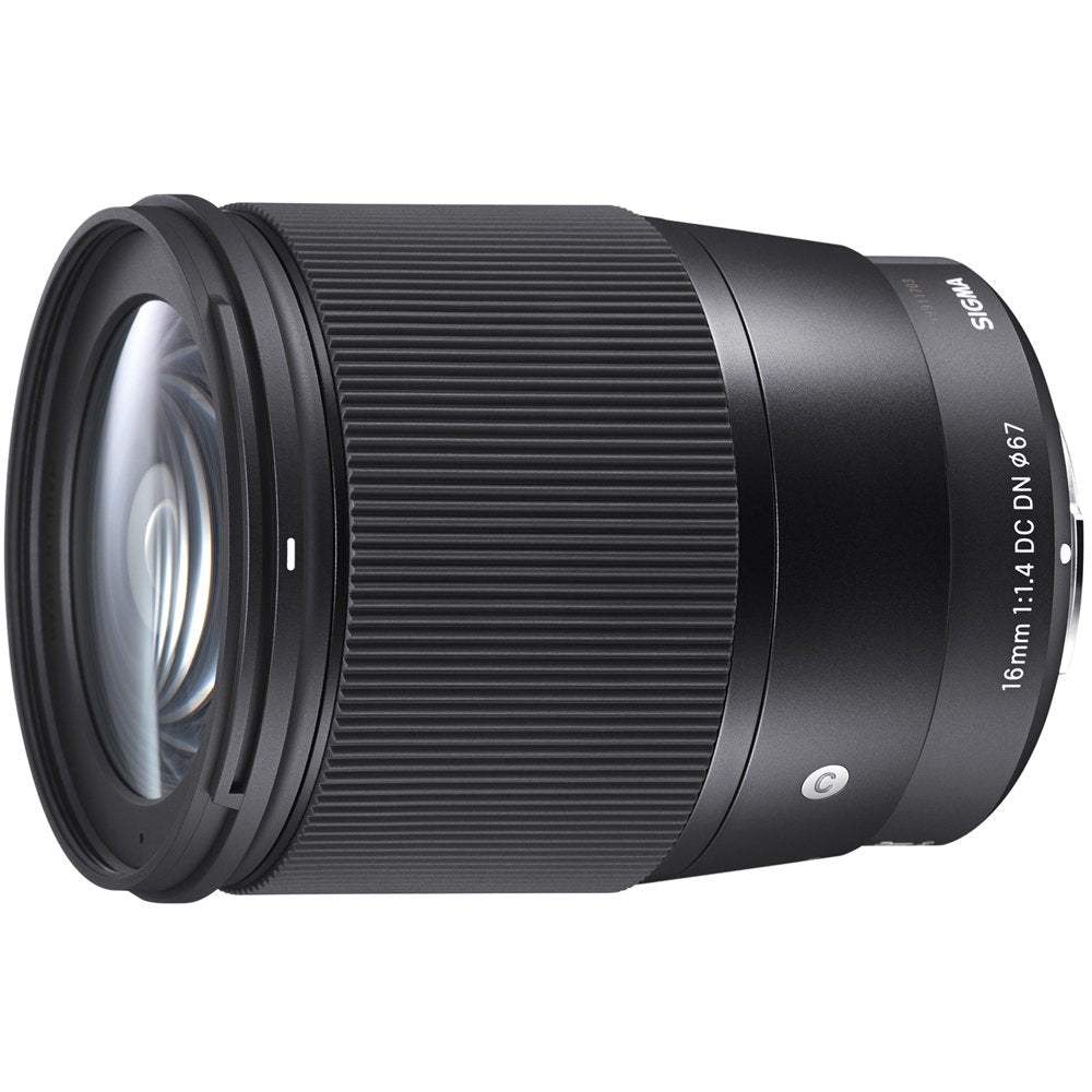 Sigma 16mm f1.4 DC DN Contemporary Lens for Sony E-Mount 402965 with 67mm Multicoated UV, Polarizer & FLD Filter Kit Monopod Photography Backpack Bundle