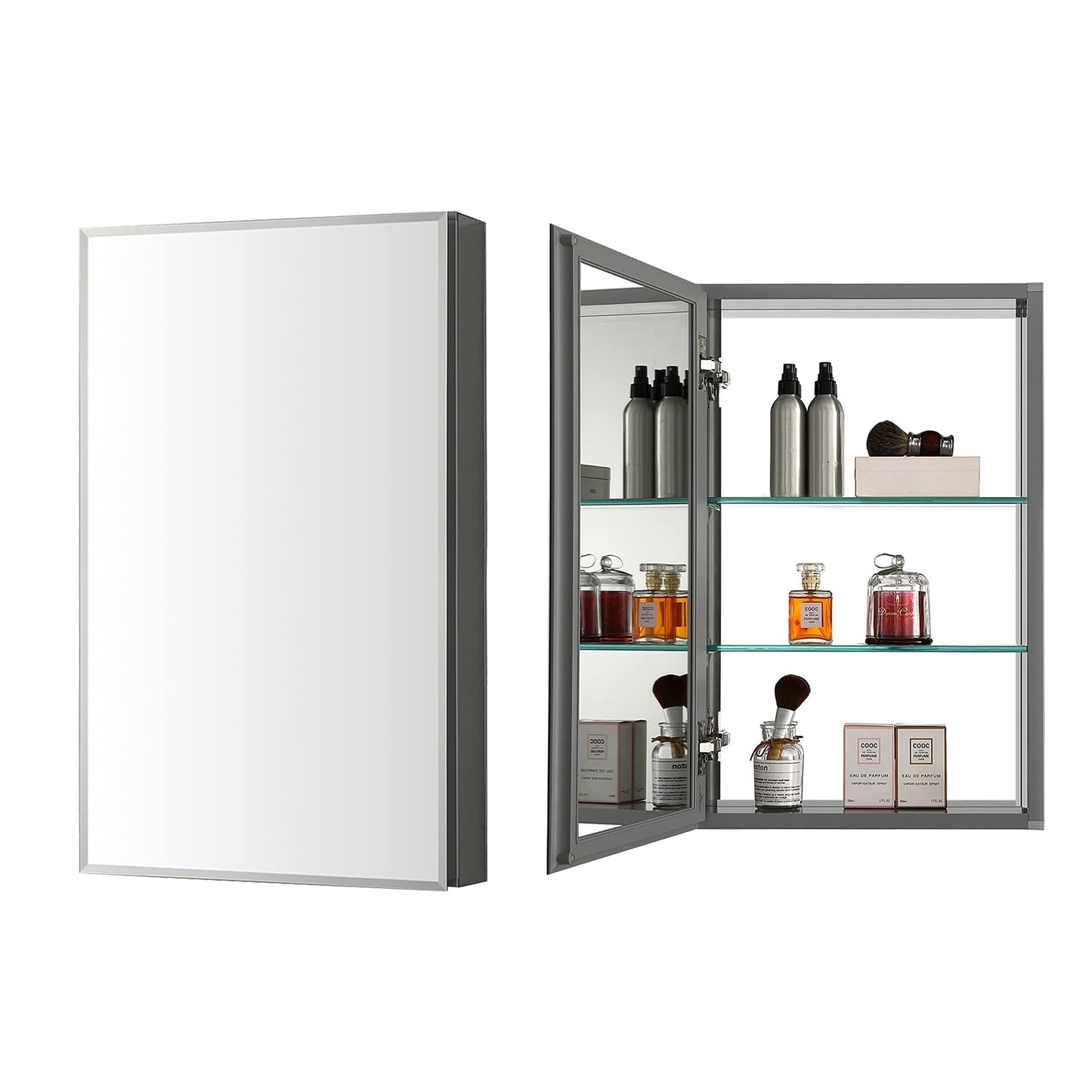 Blossom 15 Inch Wide Medicine Cabinet for Bathroom - Architectural Grade Aluminum Mirror Cabinet with Storage - 15x26 Recessed Wall Mount, Heavy Duty 8mm Glass Shelves, Anti-Oxidation Design
