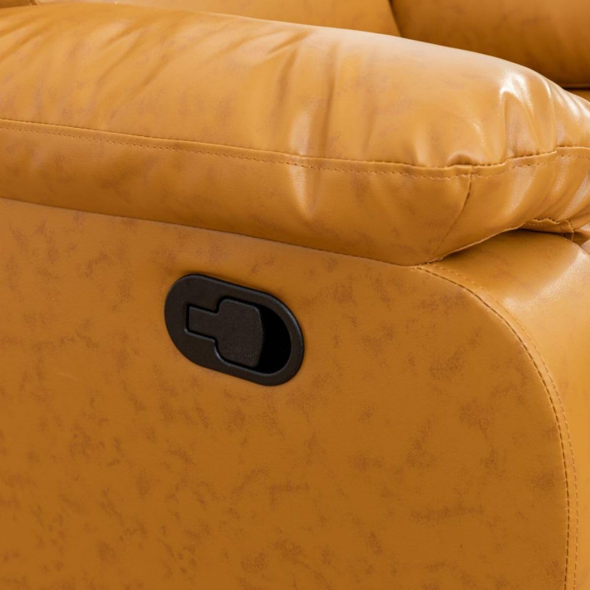 UOCFYK Lounge Comfy Recycled Leather Manual Reclining Sofa Modern Loveseat Couch for Small Living Room/Dorm/Bedroom/Office/Apartment for Small Spaces, (Ginger, Two-Person Seat)