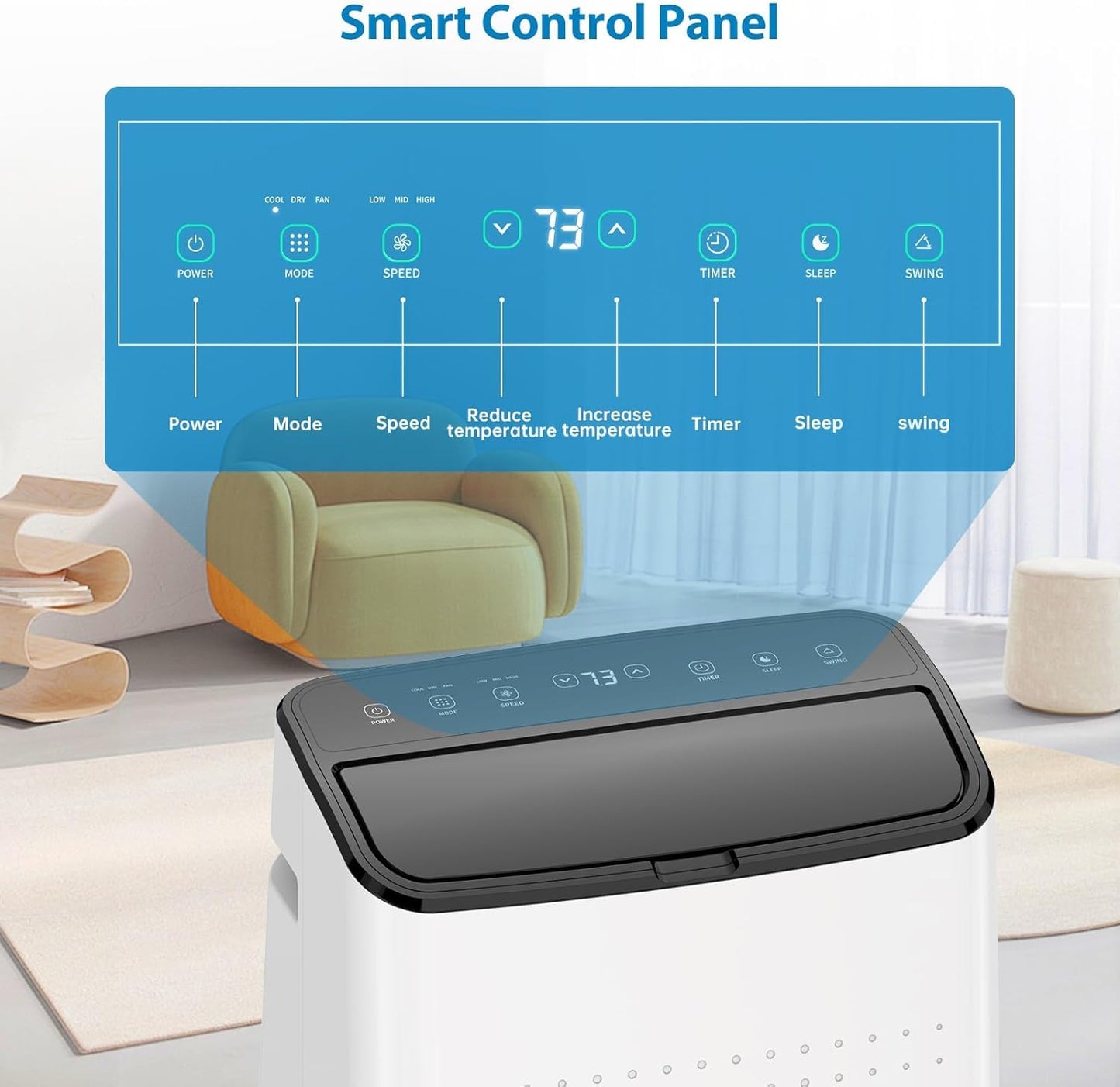 Garvee 1,4000 BTUs Portable Air Conditioner for 750 Sq.Ft Max.Portable AC Unit with Dehumidifier, Fan, Sleep, 24H Timer&Installation Kit, DOE Certified, Ceer 7.7,48dB,Remote Control,1115W,Grey
