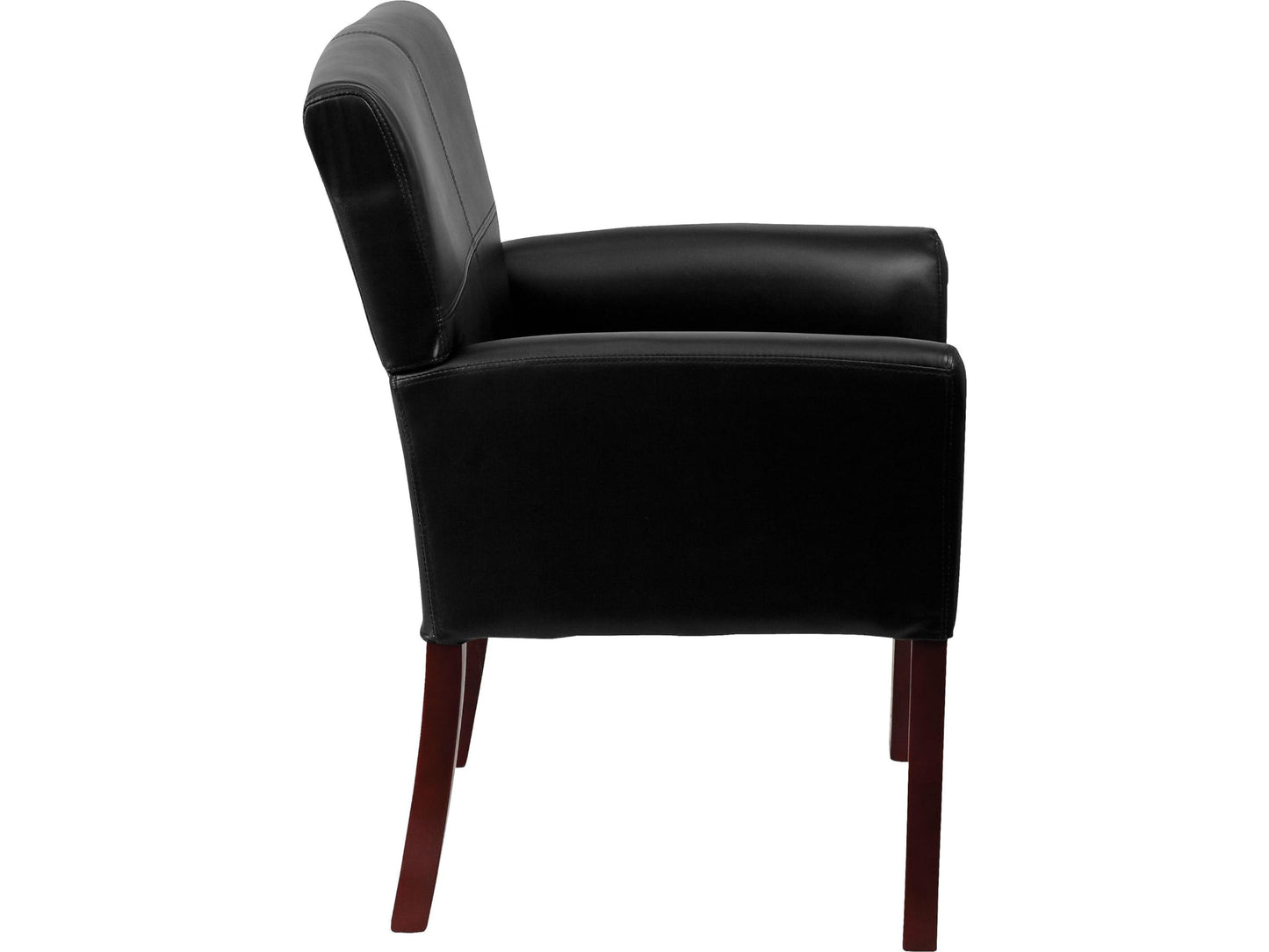 Flash Furniture Taylor LeatherSoft Upholstered Executive Side Reception Chair, Lobby Chair with Cushions and Padded Arms, Black