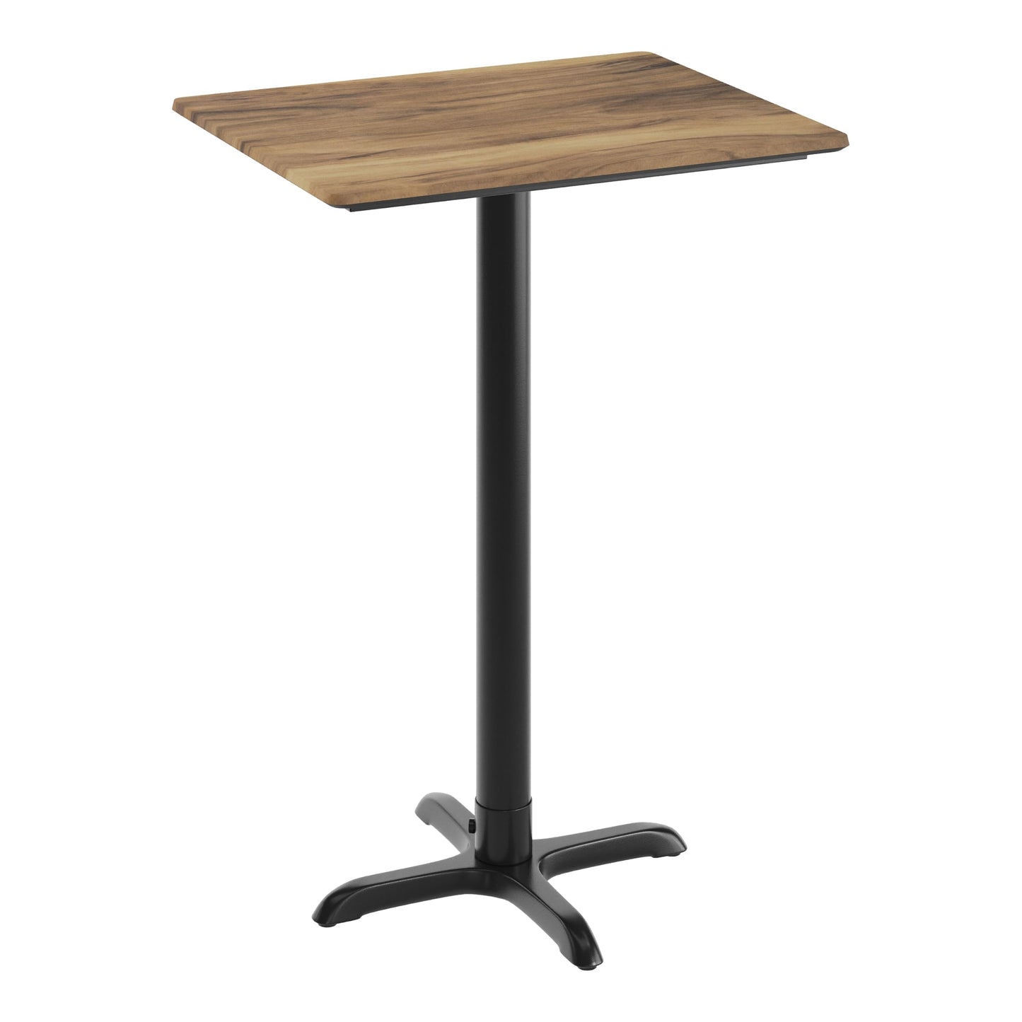 Flash Furniture TopGuard 30" x 24" Indoor Natural Tabletop with 22" x 22" Black Bar Height X Base, Seamless TopGuard HPL Top and Edge