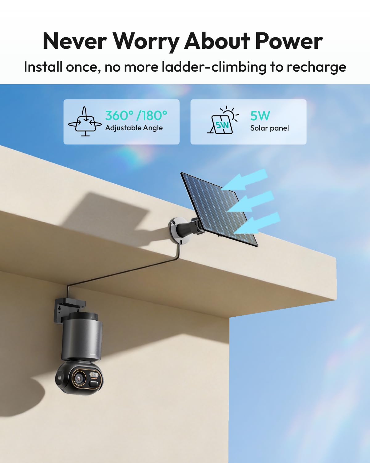 BOTSLAB 4K Security Cameras Wireless Outdoor, No Subscription, 4 Cam-Kit,Solar Camera for Home Security with Full Color Night Vision,32GB Local Storage Base Station,AI Recognition,360° PTZ,2.4GHz WiFi