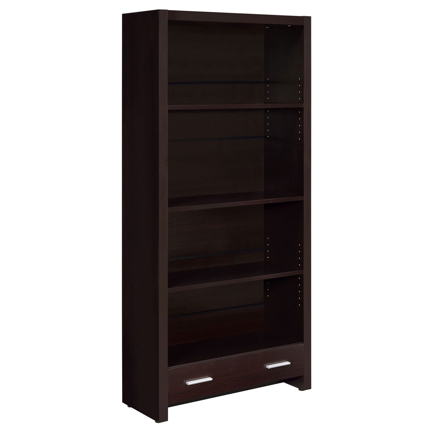 Coaster Home Furnishings - Skylar - MDF & Laminated - Bookcase with Drawer with Hidden Storage and 2 Adjustable Shelves - Transitional - Home Office - 71-Inch - Cappuccino - 800905