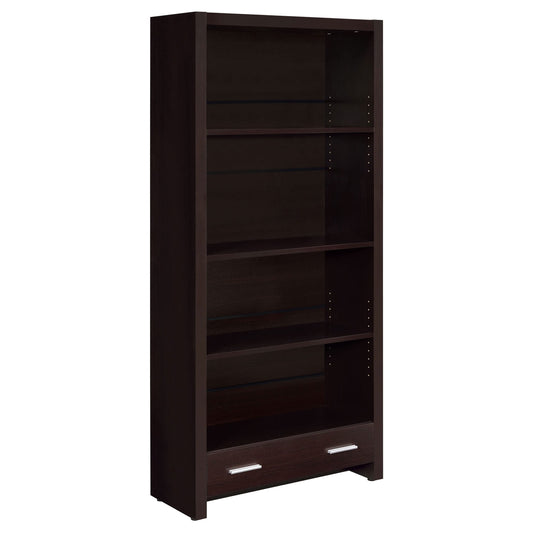 Coaster Home Furnishings - Skylar - MDF & Laminated - Bookcase with Drawer with Hidden Storage and 2 Adjustable Shelves - Transitional - Home Office - 71-Inch - Cappuccino - 800905