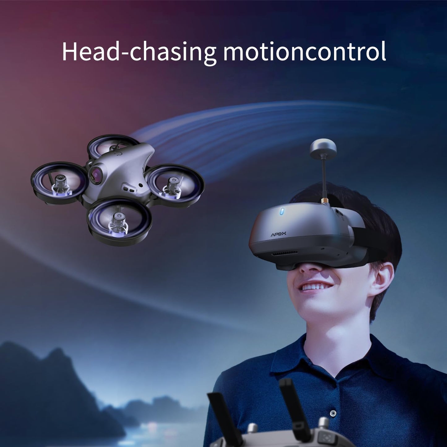 FPV Drone with Goggles,Brushless Motor RC Quadcopter with Optical Flow Positioning,3 Batteries,Beginner Mode Easy to Fly for Teenagers Adults.APEXFPV -Corax