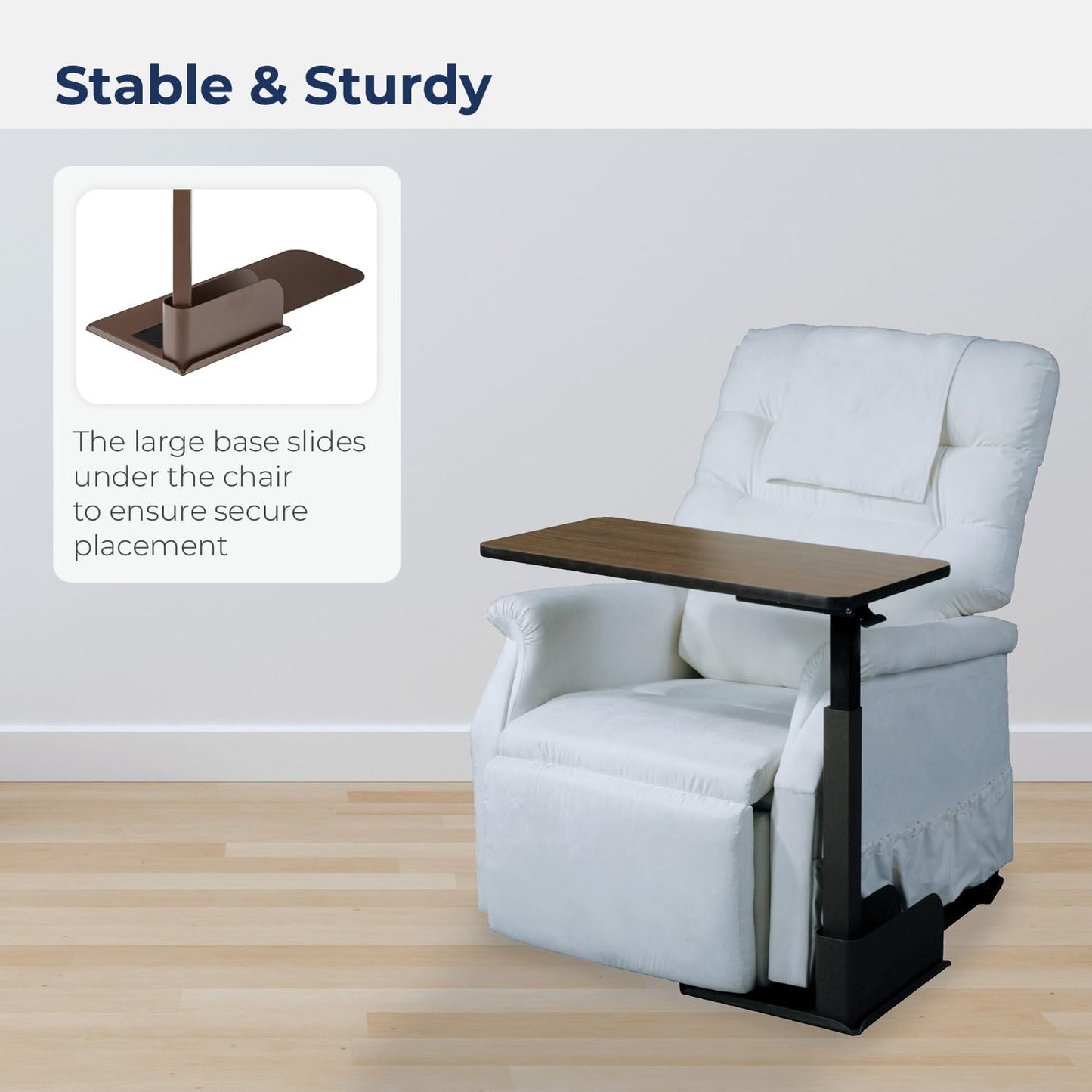 Drive Medical 13085LN Left Side Seat Lift Chair Overbed Table, Walnut
