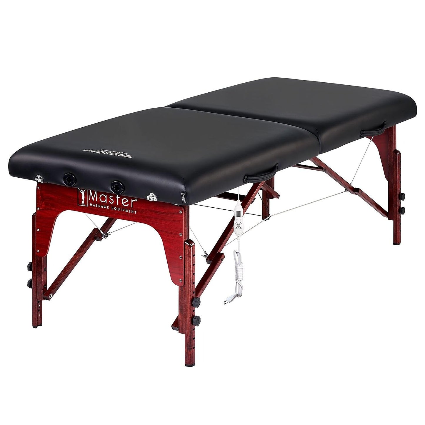 31" Montclair ThermaTop™ Master Massage Portable Massage Table with Memory Foam, Reiki Panels, & Shiatsu Cables (Black& Mahogany) Esthetician Bed- Lash Table