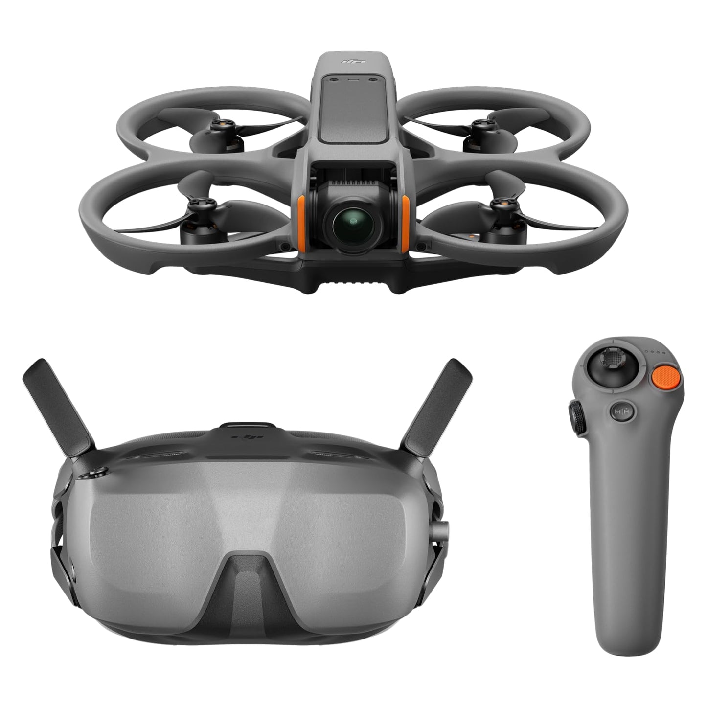 DJI Avata 2 Fly Smart Combo (Single Battery), FPV Drone with Camera 4K, Immersive Experience, One-Push Acrobatics, Built-in Propeller Guard, 155° FOV, Camera Drone with Goggles N3 and RC Motion 3