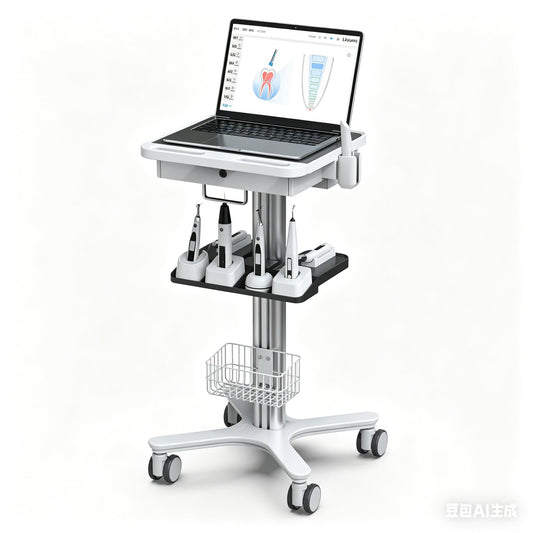 Medical Trolley Cart with Laptop Tray, Mobile Dental Clinic Workstation with Oral Scanner Holder for Hospitals Beauty Salon and Labs