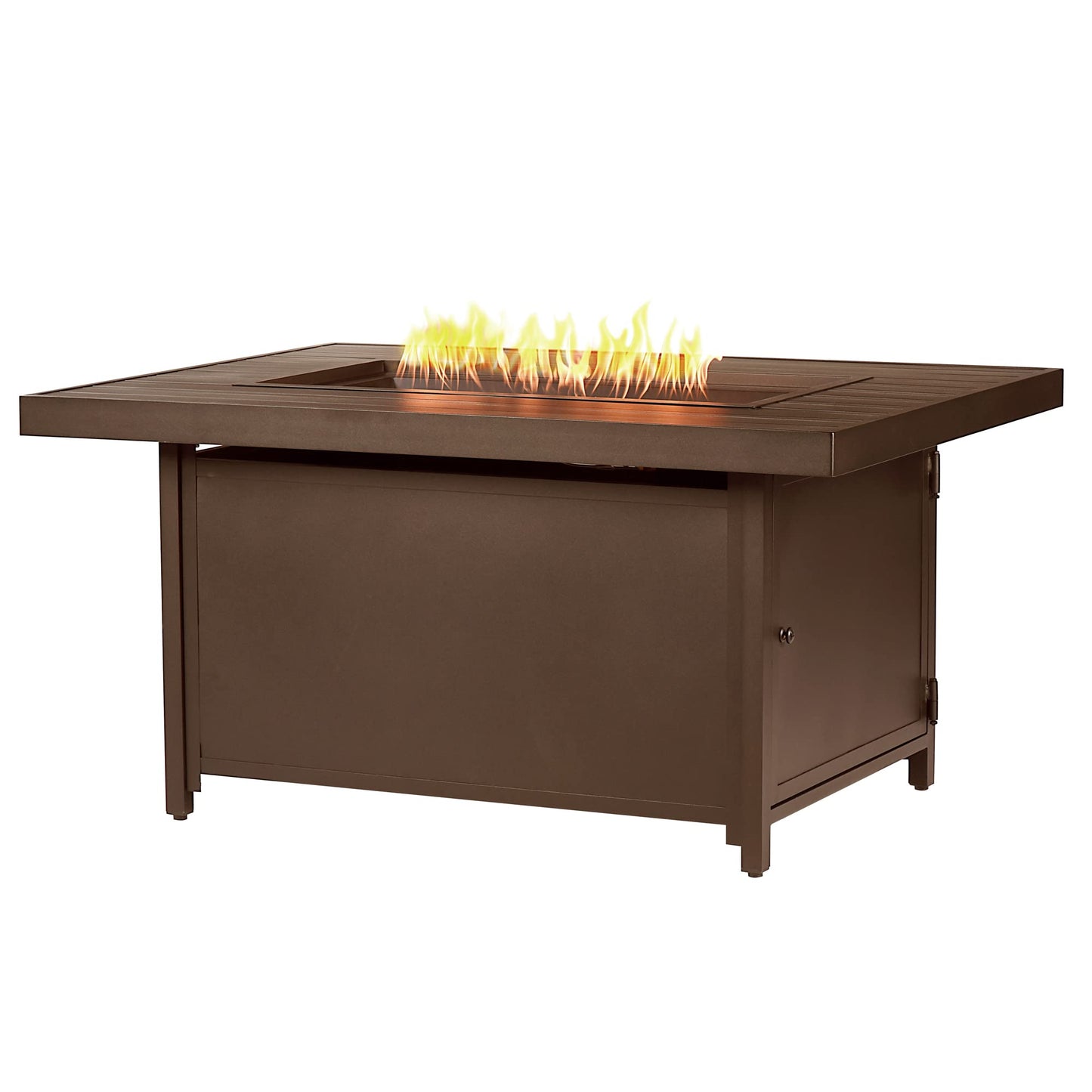 Oakland Living Rectangular 48 in. x 36 in. Aluminum Propane Fire Pit Table, Glass Beads, Two Covers, Lid, 57,000 BTUs in Brown Finish
