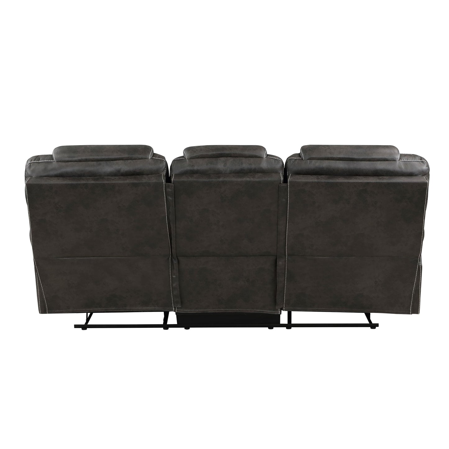 Lexicon Manual Double Reclining Sofa, Polished Microfiber Wall Hugger 3 Seater Manual Tab Pull Sofa Recliner for Living Room, Pillow Top Armrest, Padded Headrest, Easy Assembly, Chocolate