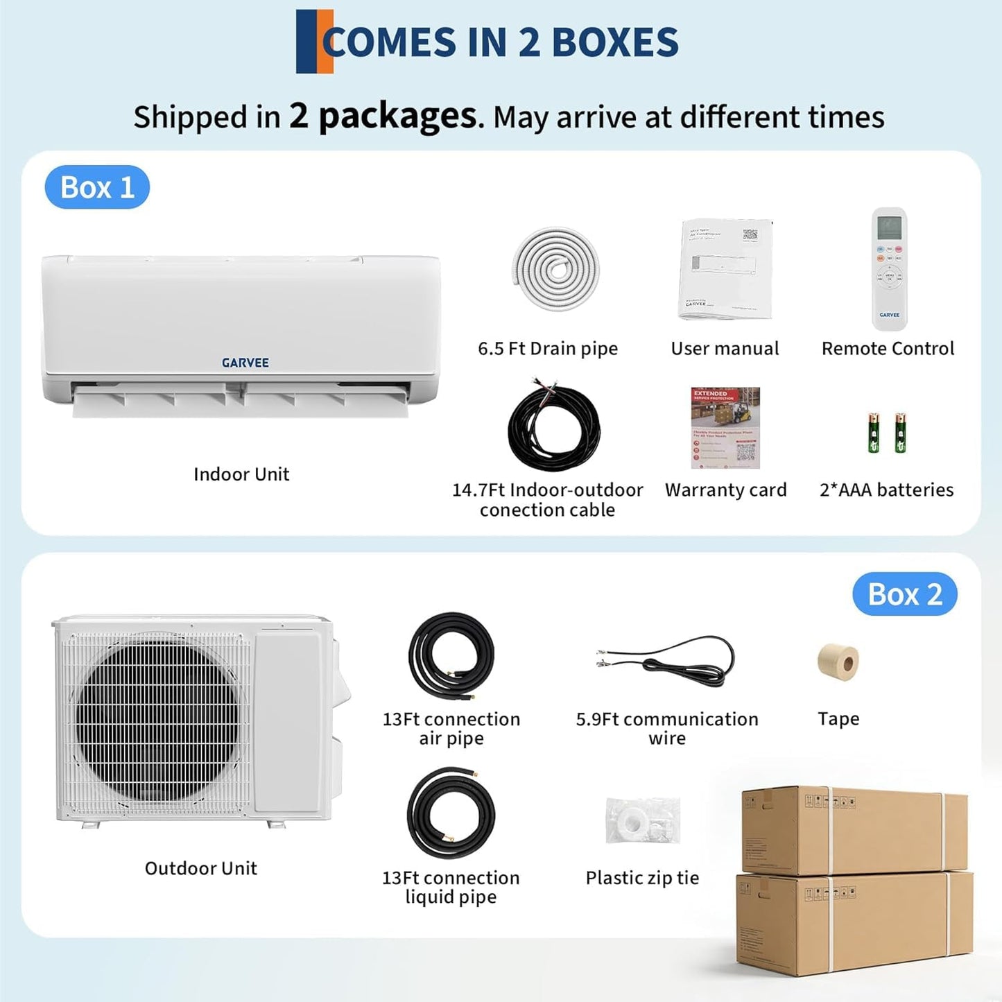 Garvee Mini Split AC & Heat Pump, 9000 BTU 208/230V, 18.5 SEER2, Remote Control & APP Control, Bulit in 2.0 WiFi, Works with Alexa, Ultra-Quiet, Energy Efficient, Cool and Heat Room Up to 450Sq.ft