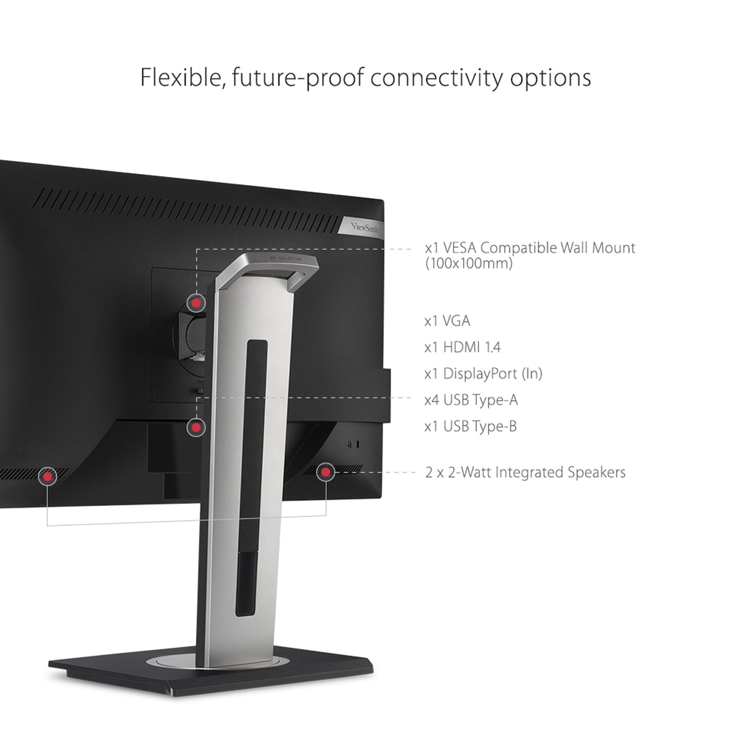 ViewSonic VG2748A 27 Inch IPS 1080p Ergonomic Monitor with Ultra-Thin Bezels, HDMI, DisplayPort, USB, VGA, and 40 Degree Tilt for Home and Office, Black