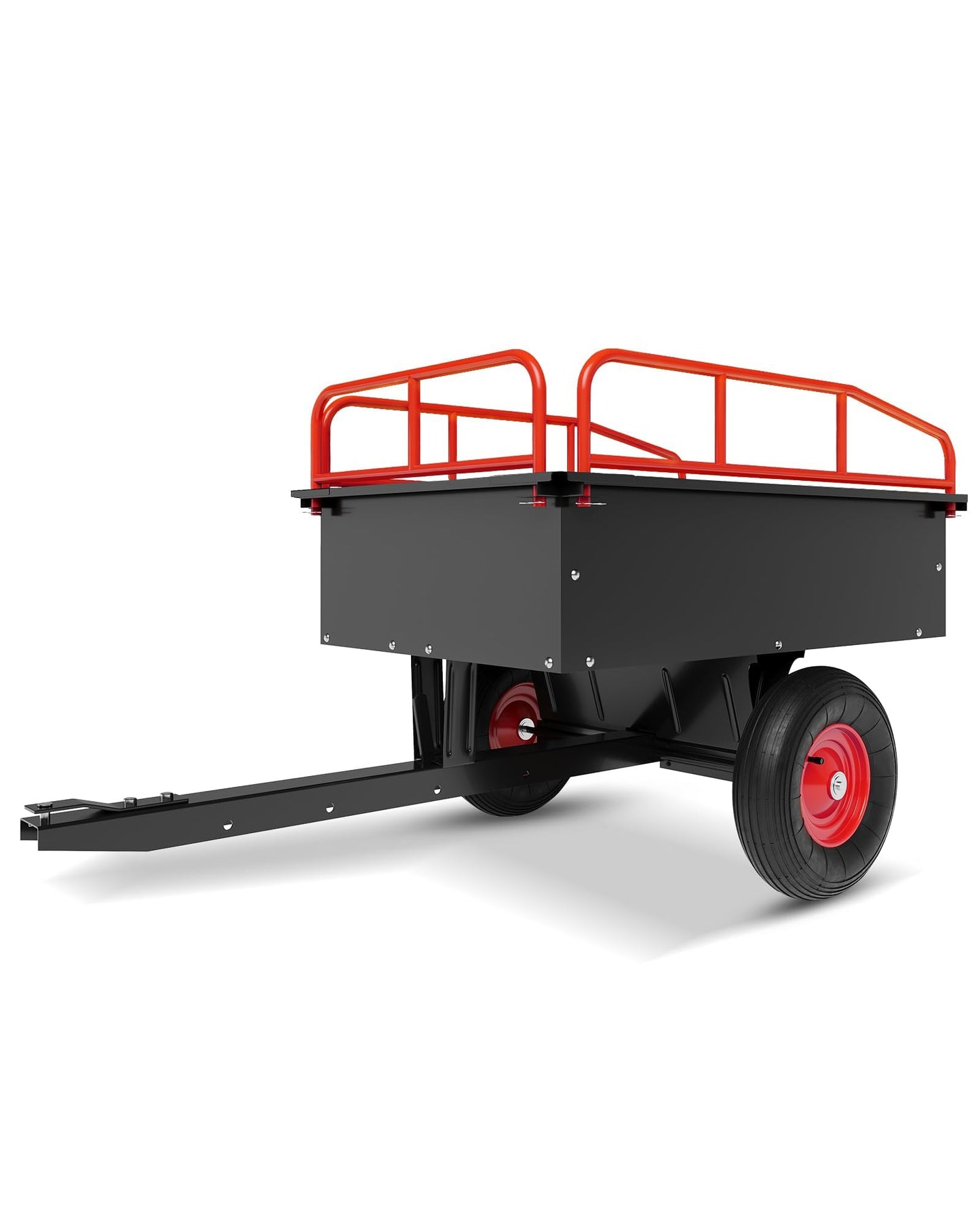 750 LBS Heavy‑Duty Dump Cart, 13.5 Cu.ft Steel Lawn Mower Trailer & Garden Trailer, Quick‑Release Dumping ATV Dump Trailer & Garden Utility Cart for Yard Work, Landscaping, Farm & Lawn Mower Towing
