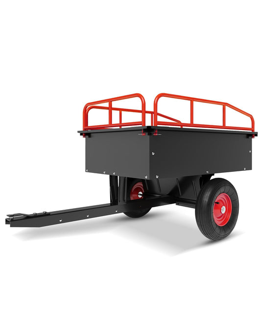 750 LBS Heavy‑Duty Dump Cart, 13.5 Cu.ft Steel Lawn Mower Trailer & Garden Trailer, Quick‑Release Dumping ATV Dump Trailer & Garden Utility Cart for Yard Work, Landscaping, Farm & Lawn Mower Towing