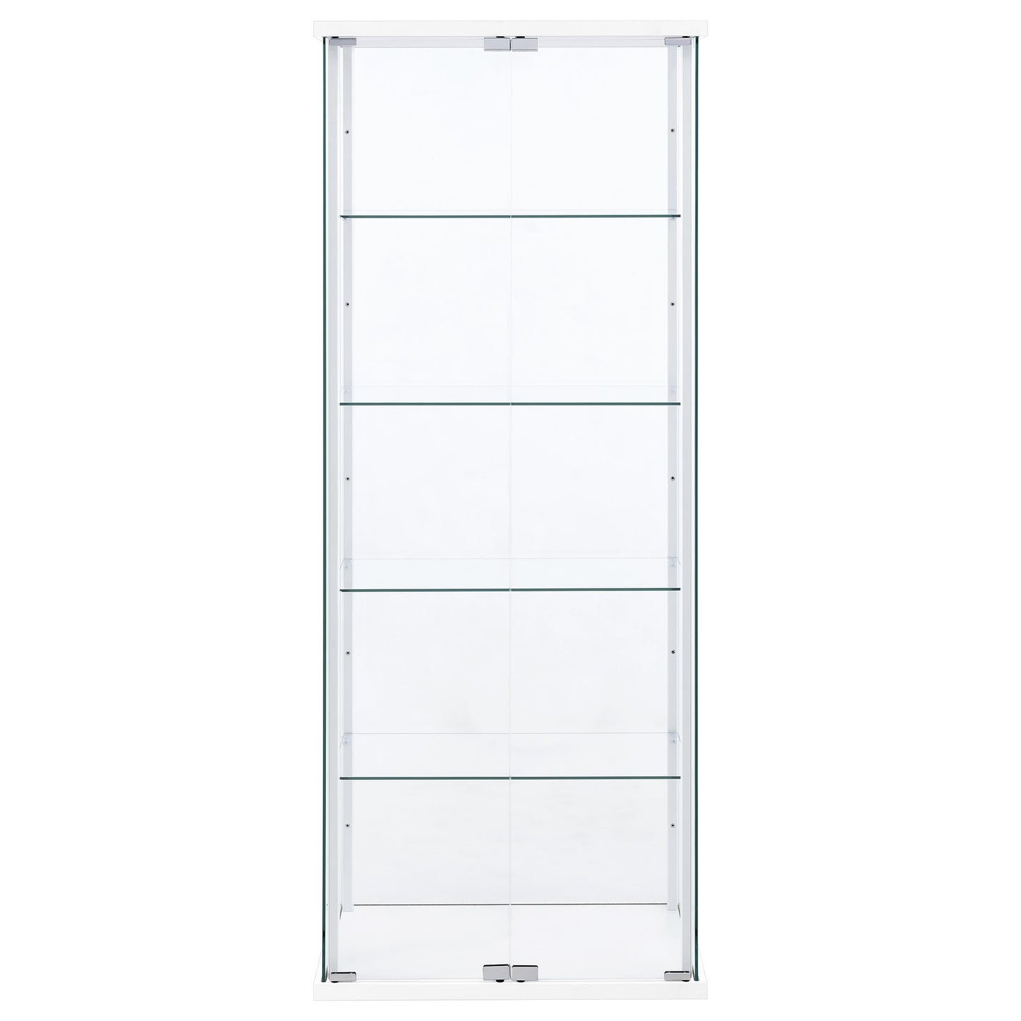 Coaster Home Furnishings - Delphinium - Glass - 4-Shelf Curio Cabinet with Wood Top and Base, Two Doors, and Chrome Hardware - Living Room - 64-Inch - White - 950170WHT