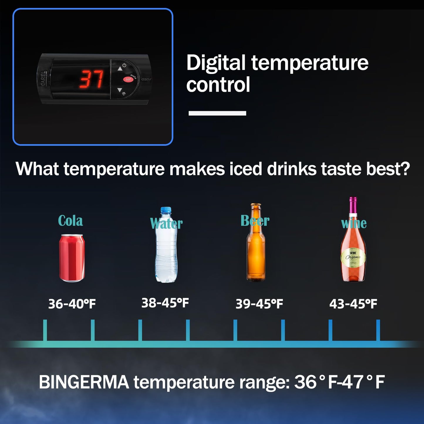 BINGERMA Back Bar Cooler with 2 Glass Doors Under Counter Commercial Beverage Refrigerator Silver Stainless Steel 7.4 Cu.ft. ETL Drink Fridges for Bar,Office