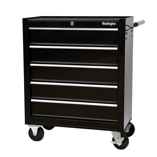 Workington Rolling Metal Tool Chest with 5 Drawers, 24" 5-Drawer Tool Chest Cabinet with Ball Bearing Drawer Slides, Steel Tool Storage Box Organizer 4101 Black