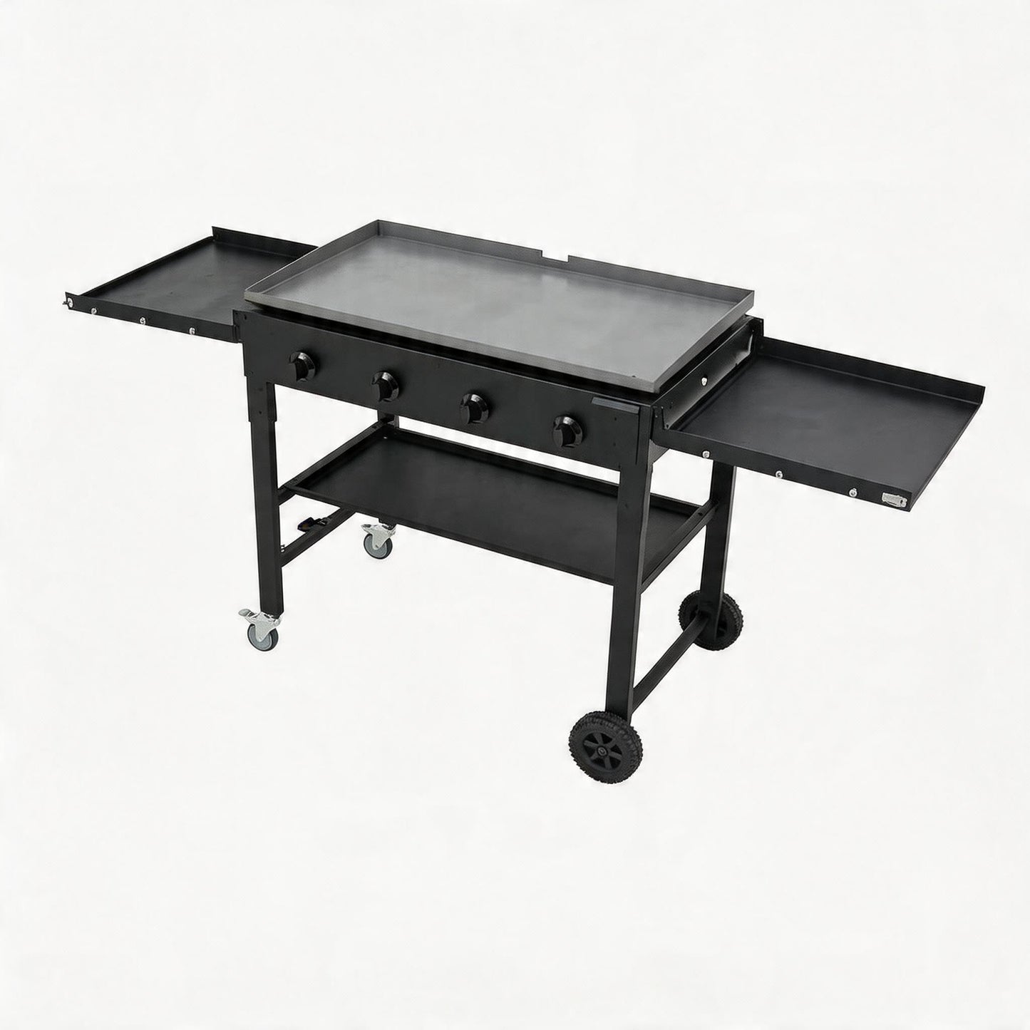 36-Inch Flat Top Gas Griddle, 4-Burner Propane Grill Station (60,000 BTU) with Foldable Shelves & Wheels, Heavy Duty Cast Iron Outdoor Flattop Grill for Backyard BBQ, RV Camping & Pan-Frying