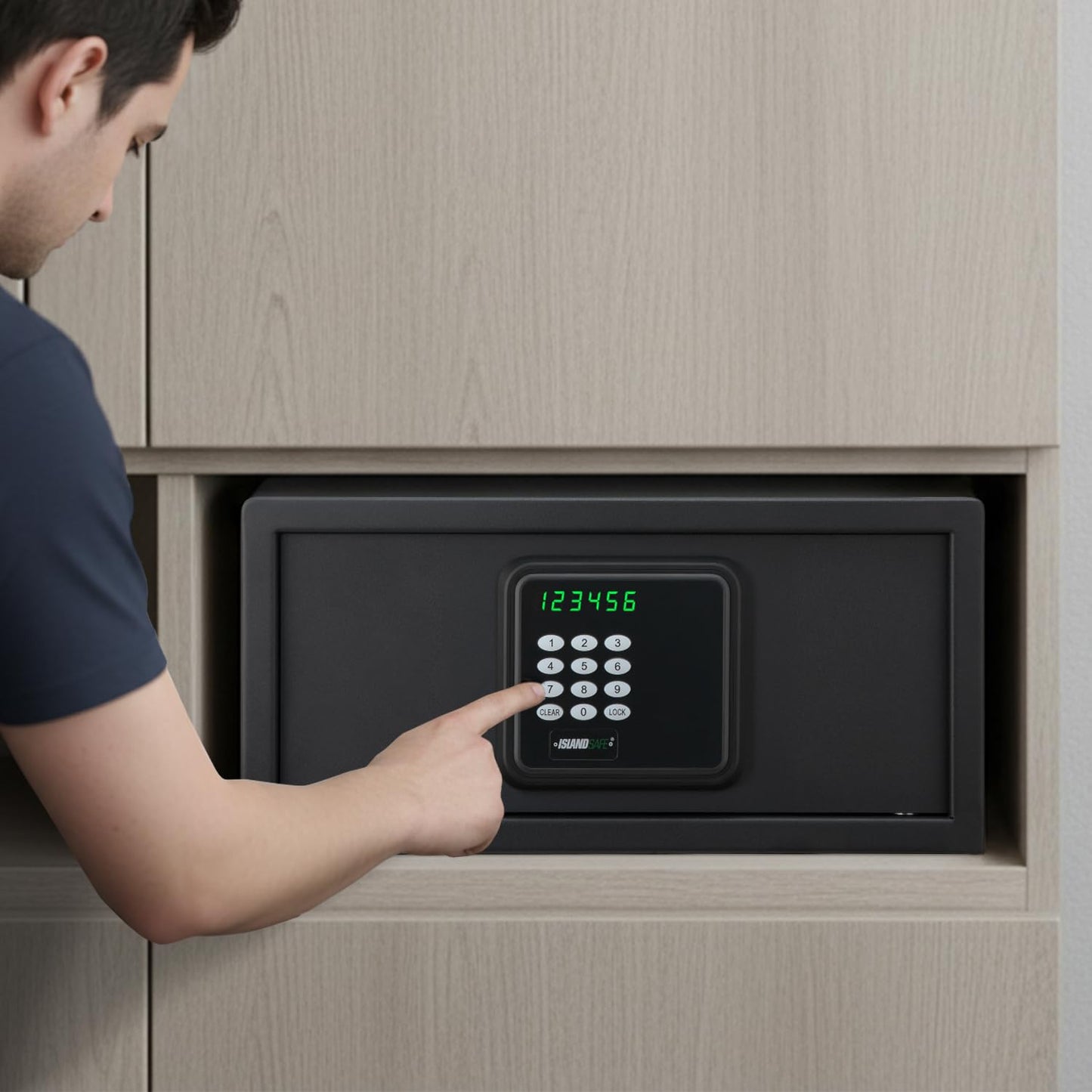 ISLANDSAFE Hotel Safe 1.1 Cubic Feet Home Safe with Digital Keypad,Hotel & Home Dual-Use Safe with Audit Function,Administrator Password,Security Lock Box for Laptop,Jewelry,Watch (Black,Digital Code)