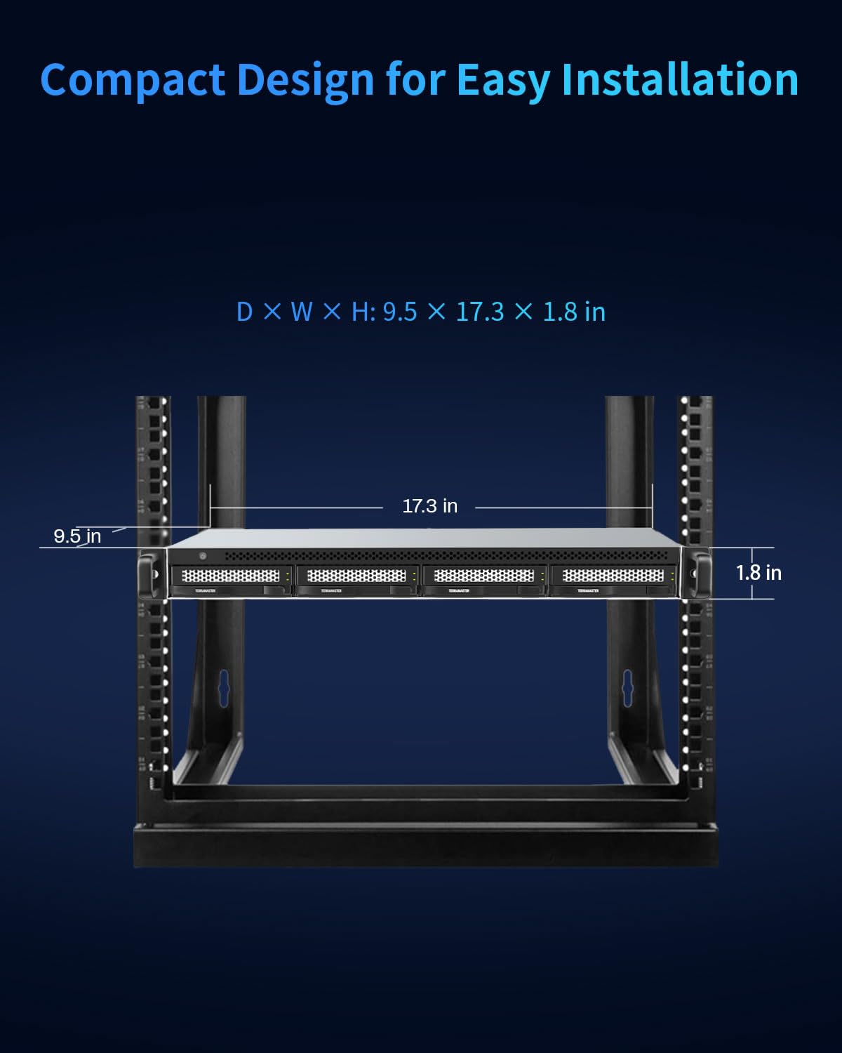 TERRAMASTER D4-320U Hard Drive Enclosure - 4Bay 1U Rack Mount USB 3.2 Gen2 10Gbps Type-C External USB Storage Compact Chassis Hot Swappable Plug and Play (Diskless)