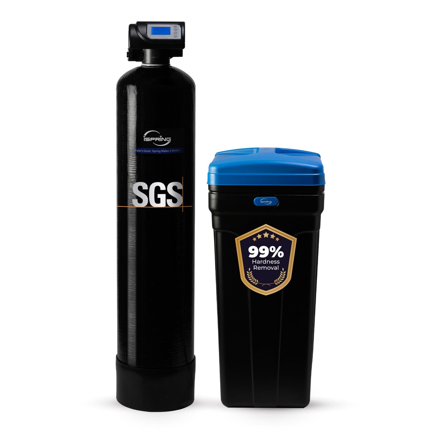 iSpring WCSTB45KG Whole House Water Softener System, 45,000 Grains High Capacity Water Softener Removes Hard Water and Scale, Automatic Backwash and Regeneration, for Whole House & Commercial Use