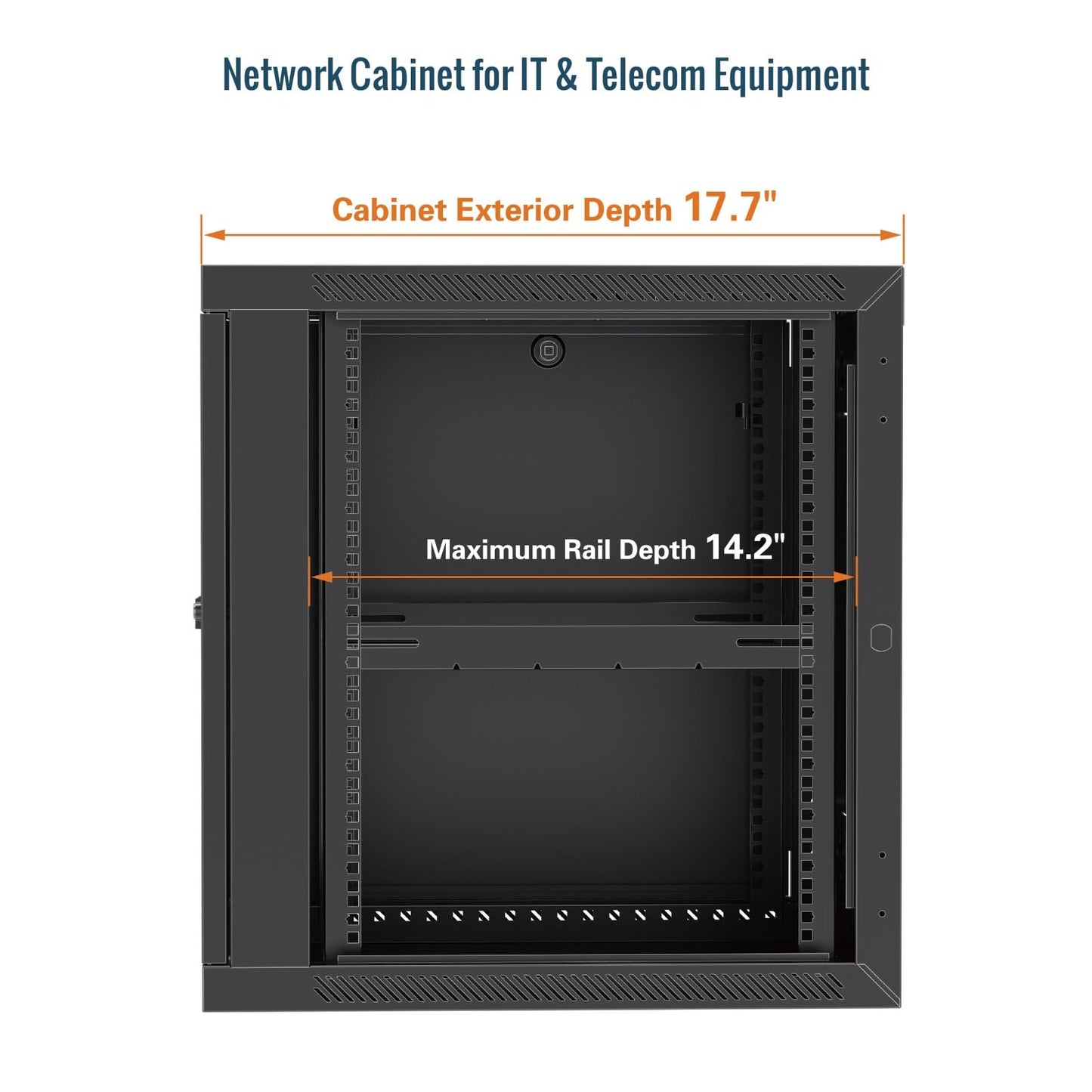 Tecmojo 15U Wall Mount Rack,15U Rack 17.7 Inch Depth,Hold Up to 176 Lbs,Enclosed Wall Mount Rack Kit for 19 Inch Network,Server and AV Gear,Mesh Door(Elite Collection)