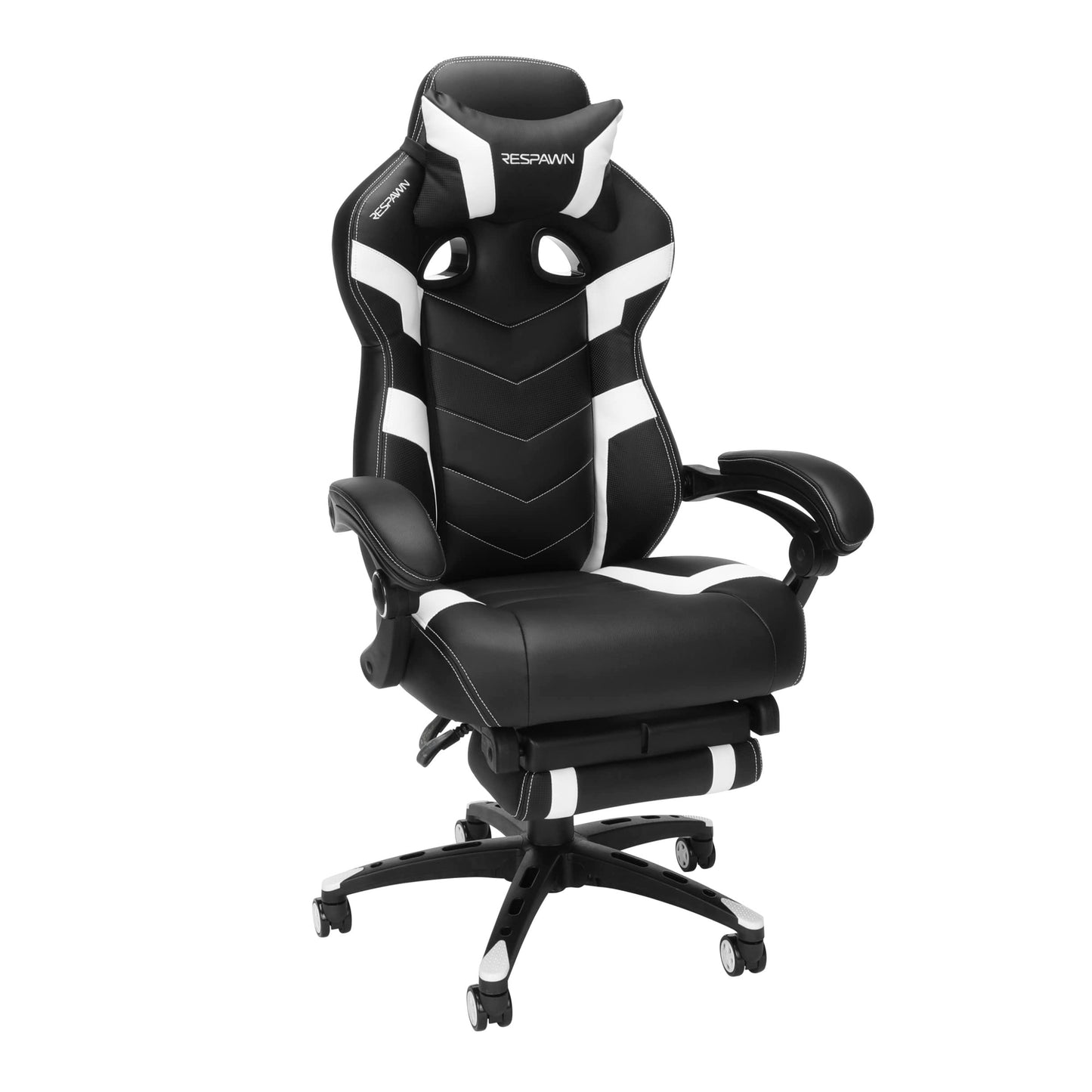 Respawn 110 Pro Ergonomic Gaming Chair with Footrest for Adults - Comfortable Office Gaming Recliner with Lumbar Support and Headrest, Racing Style Video Game Chairs for Computer Gamer - White
