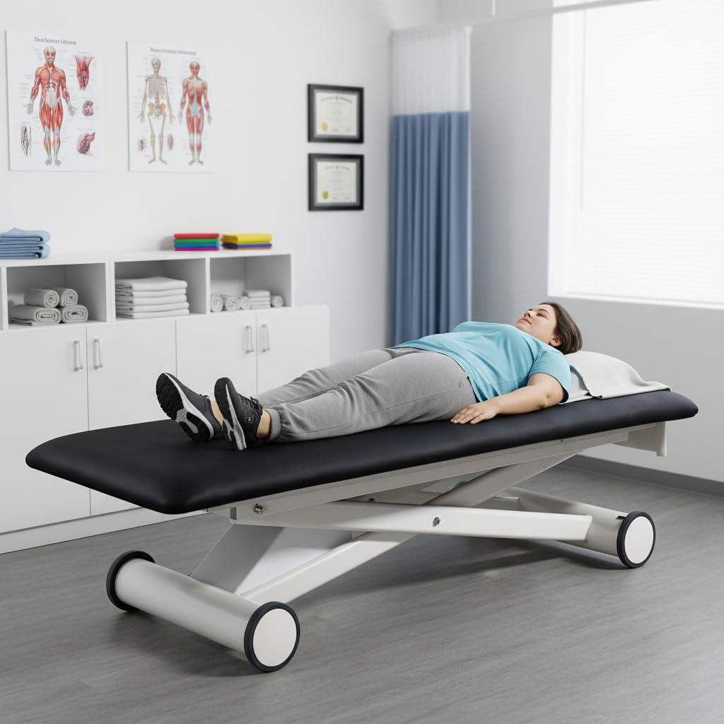 Demixson Electric Treatment Table - Power Hi-Lo Physical Therapy Bed with 17.7"-37" Height Range, 500 lbs Weight Capacity & Seamless Medical Grade Vinyl - for Clinics, Rehab & Chiro (Black)