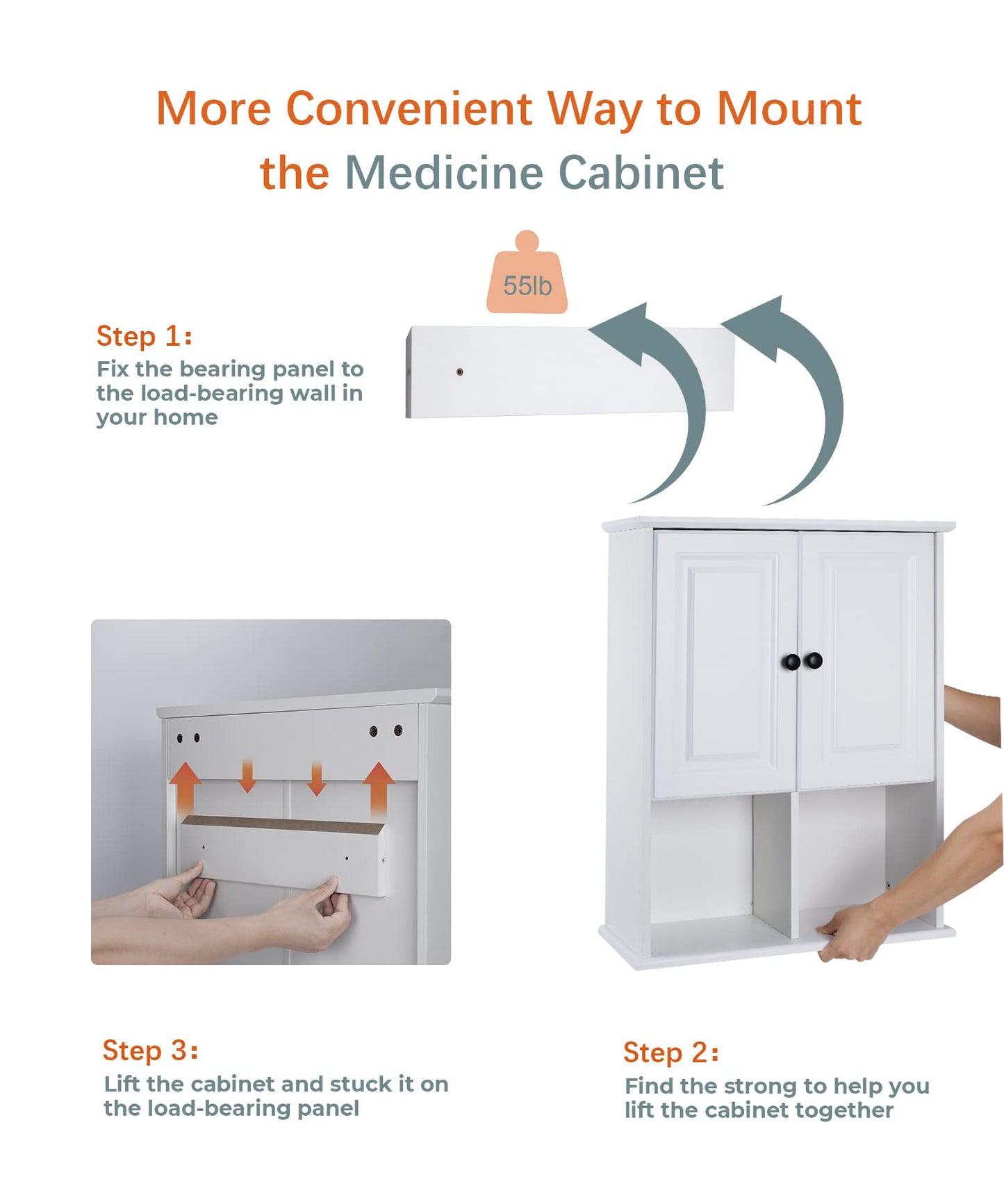 HAIOOU Bathroom Wall Cabinet with Motion Sensor Light, Wooden Medicine Cabinet Wall Mounted, Over the Toilet Bathroom Storage Cabinet with Soft Close Hinges and Adjustable Shelf - Modern White