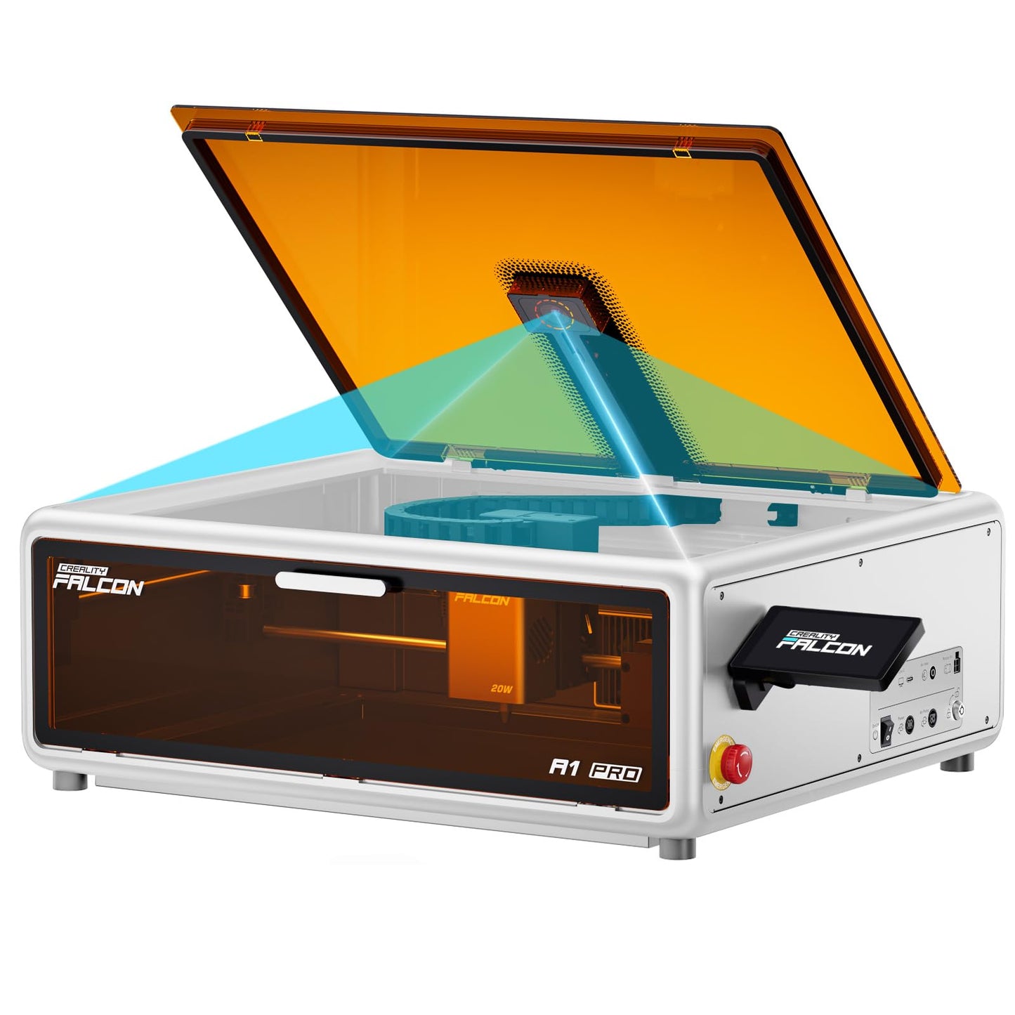 Creality Laser Engraver Falcon A1 Pro 20W with Touch Screen, APP, Class 1 Safety Laser Cutter and Engraving Machine for Wood and Metal, Acrylic, 14.09" x 10.55" Work Area (White)