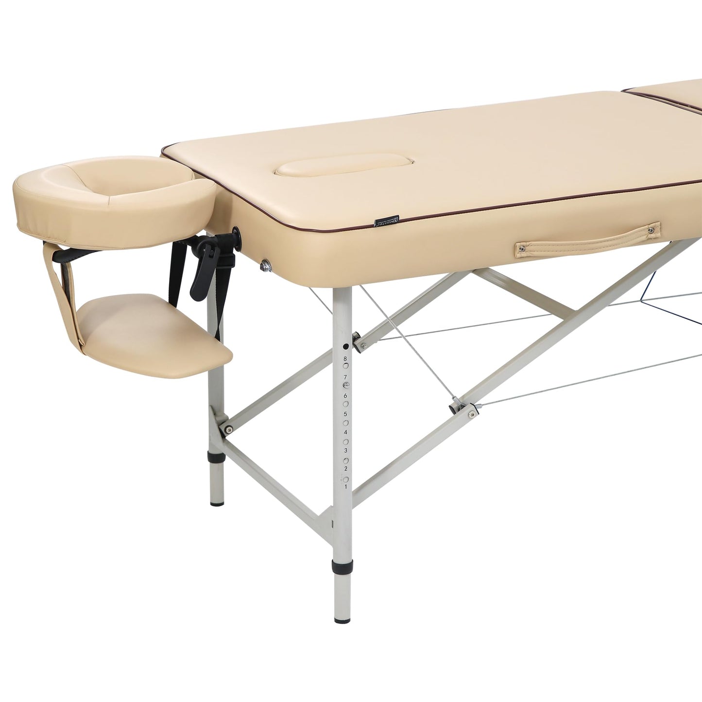 Master Massage 28” Breeze Lightweight Aluminum Portable Massage Table Package, Adjustable Height, Folding Spa Bed, Cream Upholstery, Professional Therapy Table for Travel, Events, and Home Use