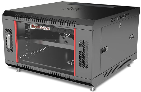 6U Wall Mount Home Lab Server Rack – 19" Locking Network Cabinet, 18" Deep Router & AV Rack with Fan, PDU and Shelf for NAS, Switches and Home Network Equipment