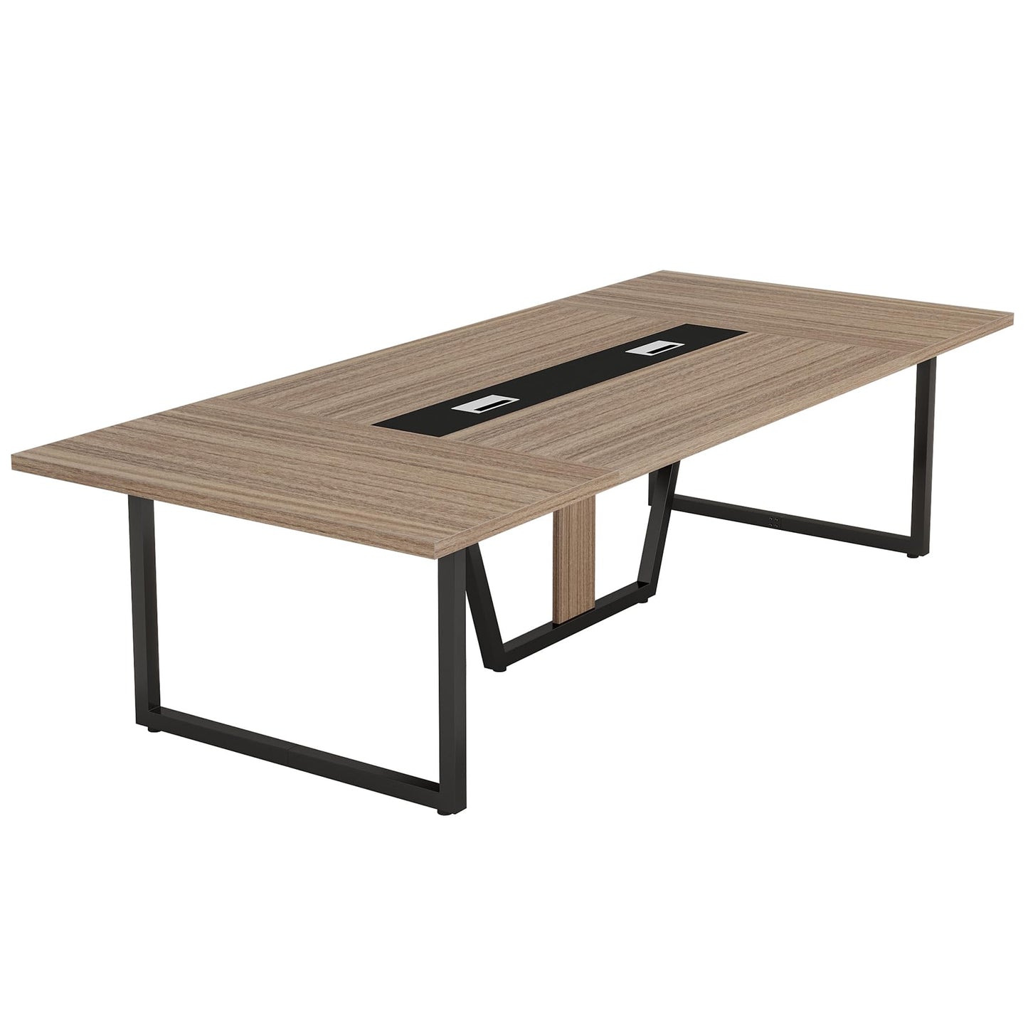 Tribesigns 8FT Conference Table, 94.49 L x 47.24 W x 29.53 H Inches Large Meeting Podcast Table for 10 People, Business Style Wooden Training Table with Strong Metal Frame for Office Conference