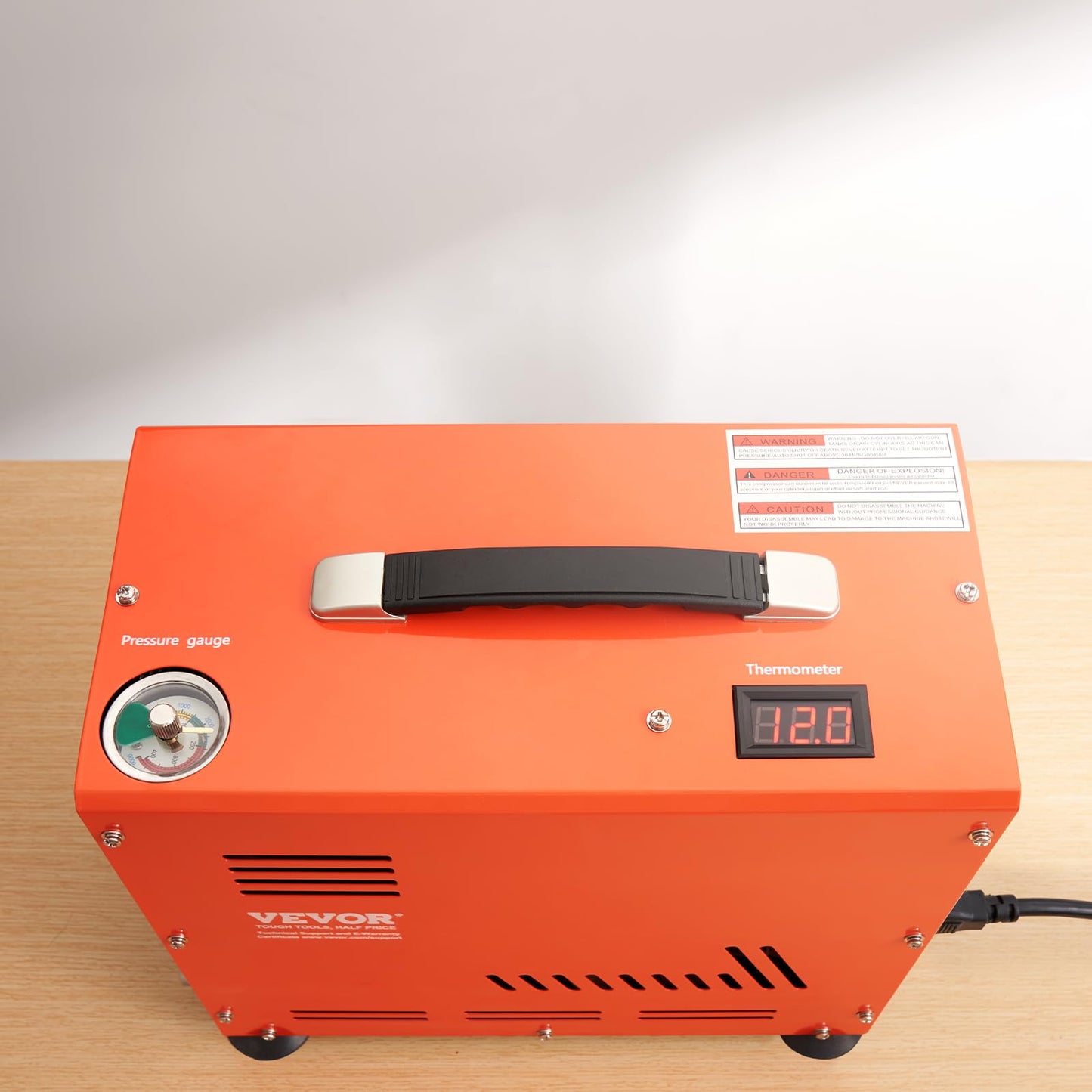 VEVOR PCP Air Compressor, 800W Dual-Cylinder PCP Airgun Compressor 4500PSI/30Mpa with Built-in Fan Cooling System, Auto-Stop | Oil Free Paintball Tank Compressor for Air Rifle, Scuba Diving Bottle