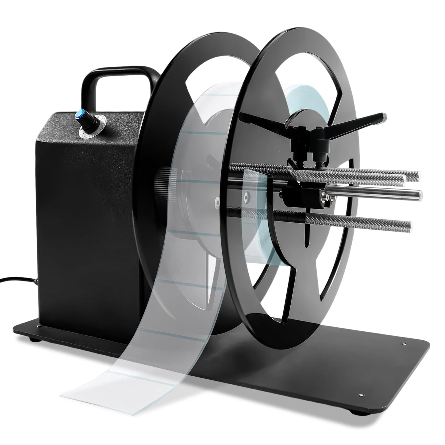 Zyphor Automatic Label Rewinder - 2-Way Label Rewinding Machine for Coreless, 1", 1.5", 3" Cores, Max 4.72" Width, Speed Adjustable Auto-Sync with Printer, 110V Industrial & Commercial Use