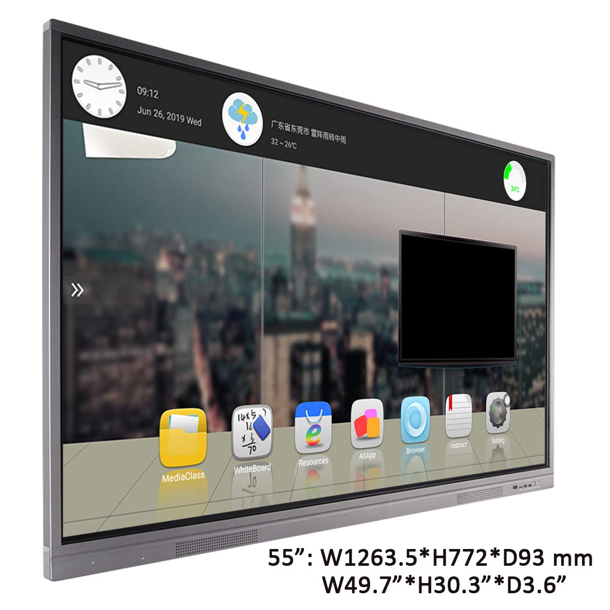 Soulaca 55 inches Education Smart Interactive Electronic Whiteboard for Class School Teacher Teaching Smart White Board Android WiFi with Rolling Stand