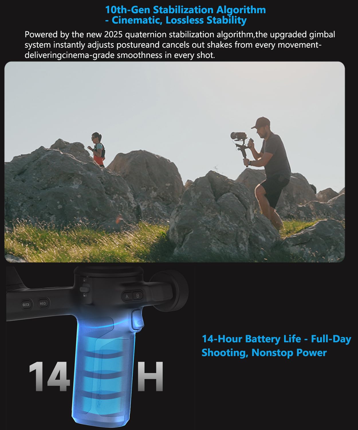 FeiyuTech SCORP 3 KIT Gimbal Stabilizer for DSLR and Mirrorless Camera,Built-in AI Tracking,Detachable Handle,3-Axis Gimbal for Sony/Canon/Nikon/Fujifilm, Max 3.5KG/7.72lbs,Touch Screen with Bag